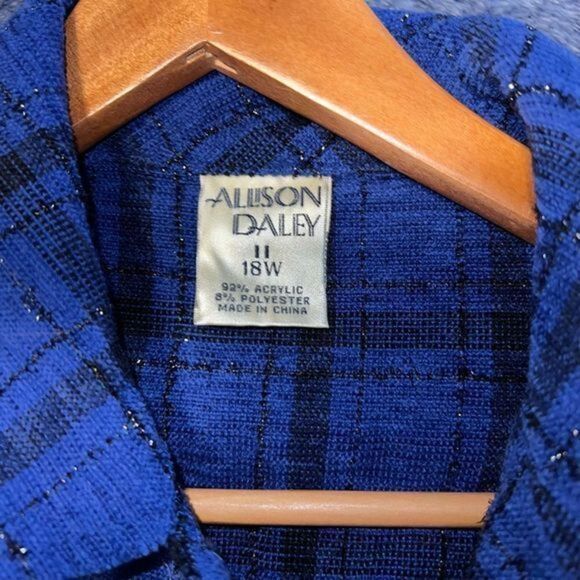 Allison Daley blue and black plaid shimmer flannel shacket - Picture 8 of 8